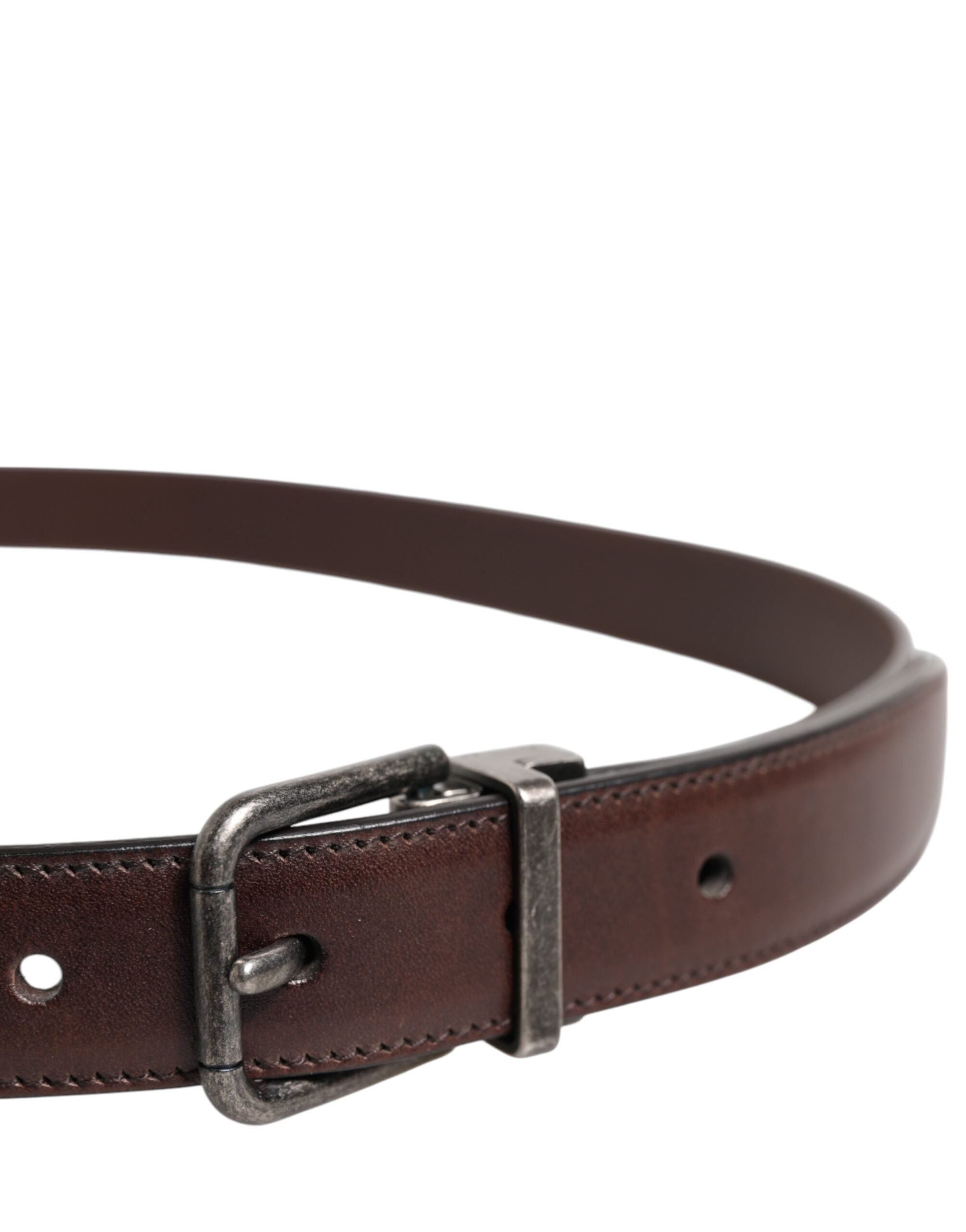 Dolce & Gabbana Brown Classic Calf Leather Metal Buckle Belt - Zeiniez