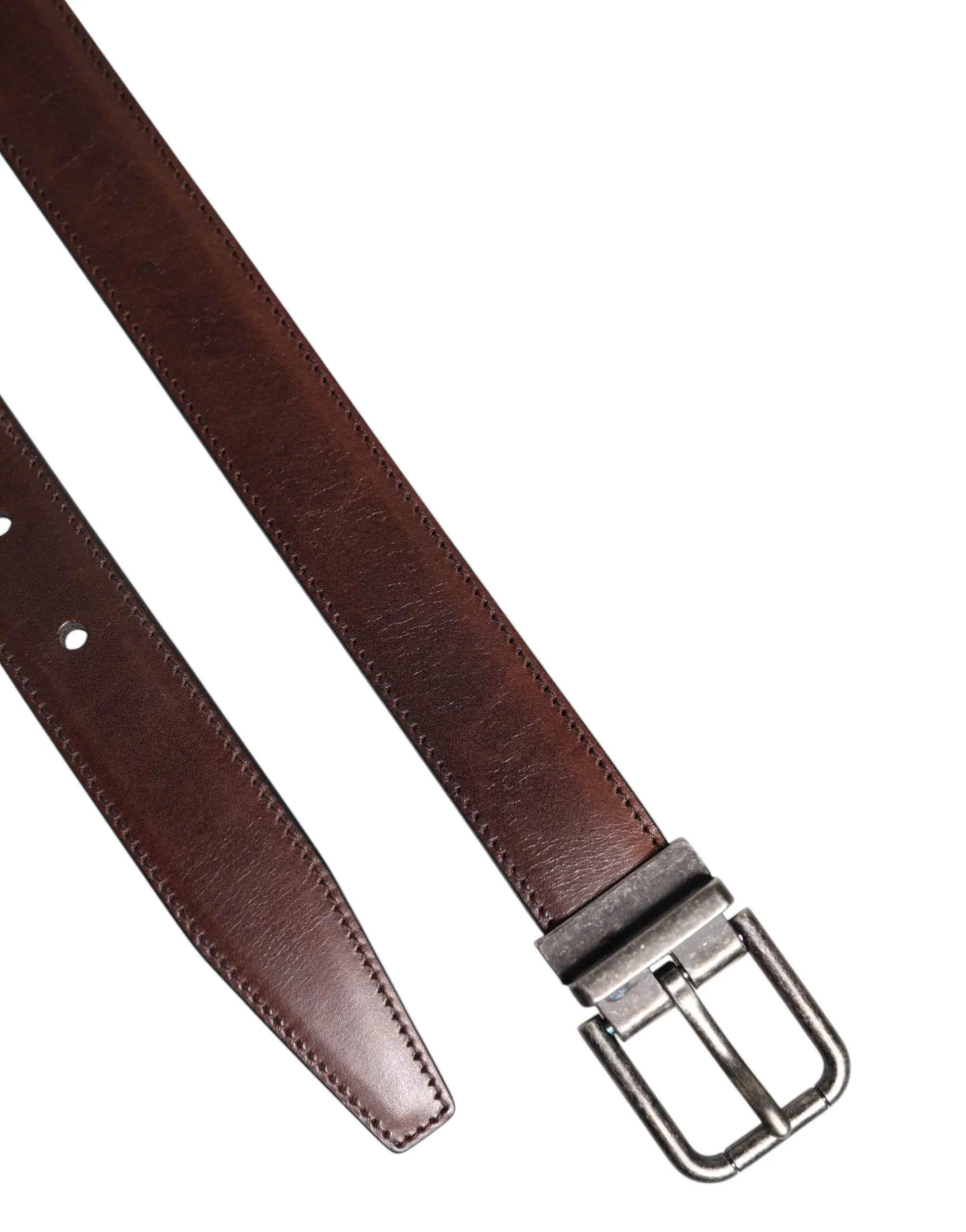 Dolce & Gabbana Brown Classic Calf Leather Metal Buckle Belt - Zeiniez