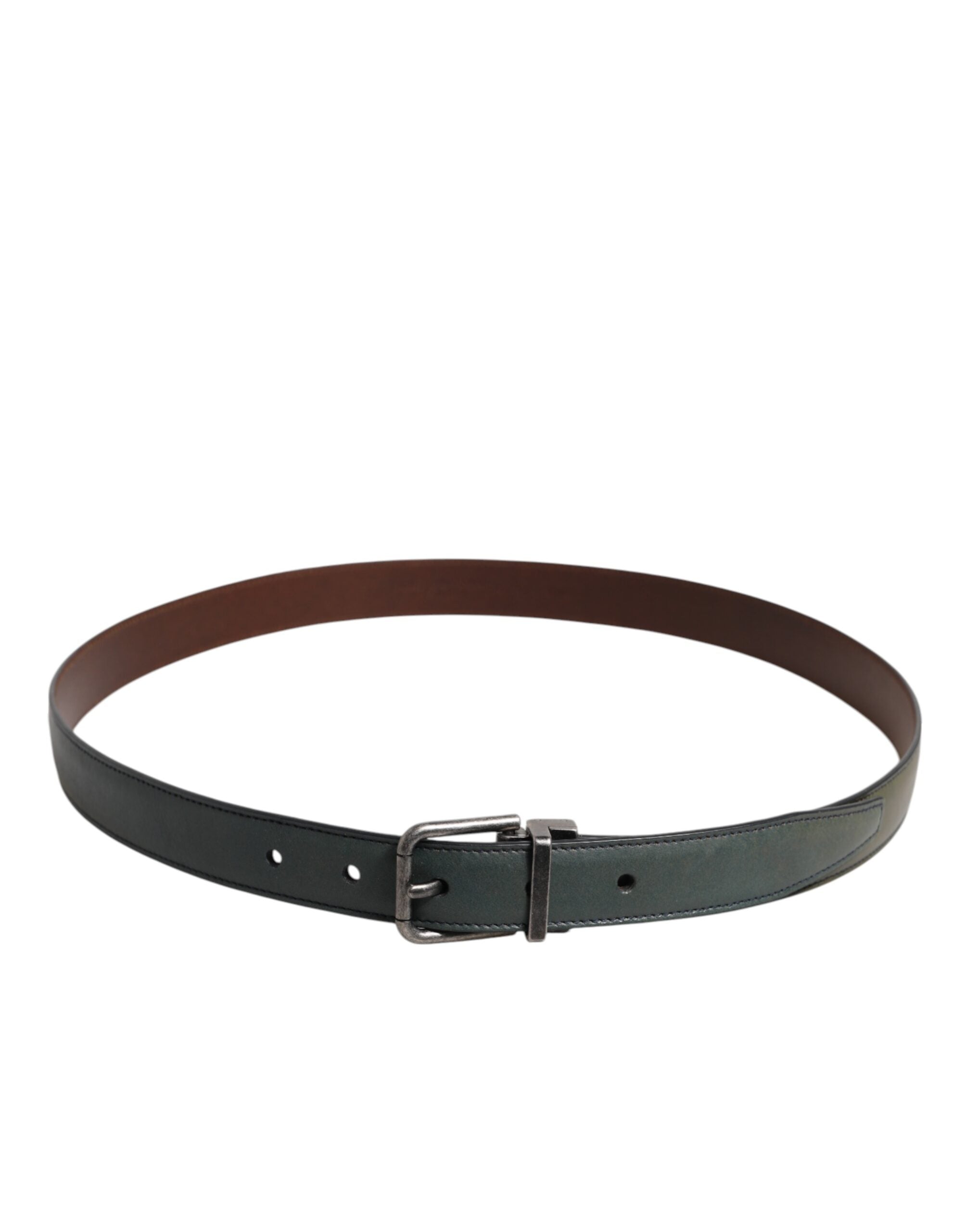 Dolce & Gabbana Green Classic Leather Metal Buckle Belt - Zeiniez