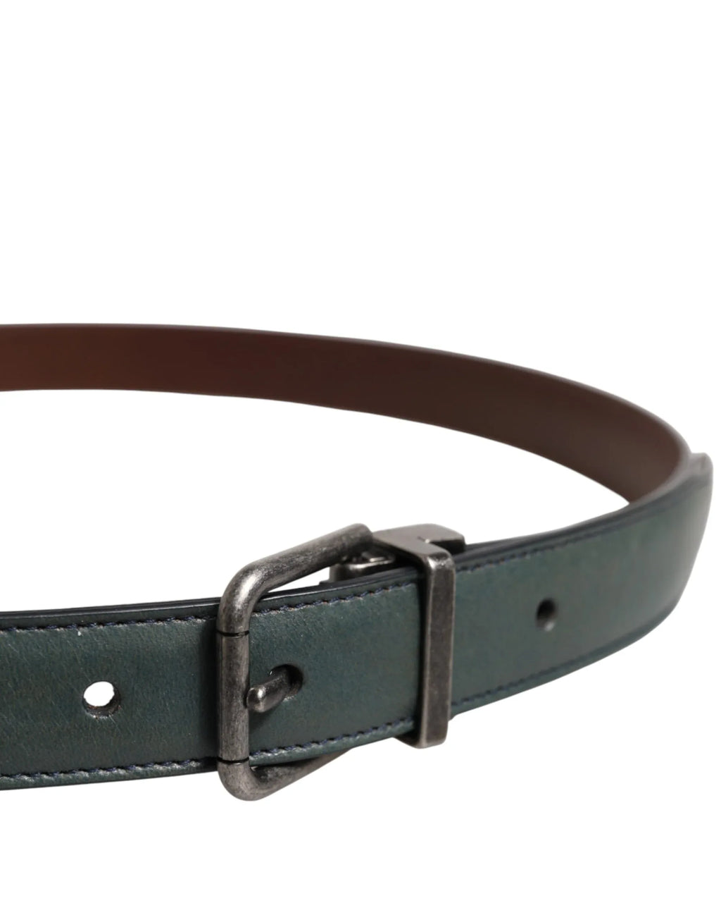 Dolce & Gabbana Green Classic Leather Metal Buckle Belt - Zeiniez
