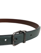 Dolce & Gabbana Green Classic Leather Metal Buckle Belt - Zeiniez