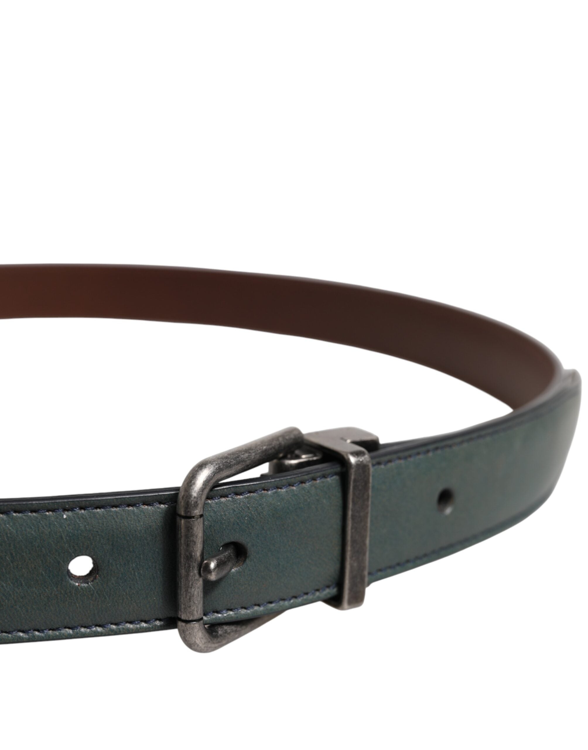 Dolce & Gabbana Green Classic Leather Metal Buckle Belt - Zeiniez