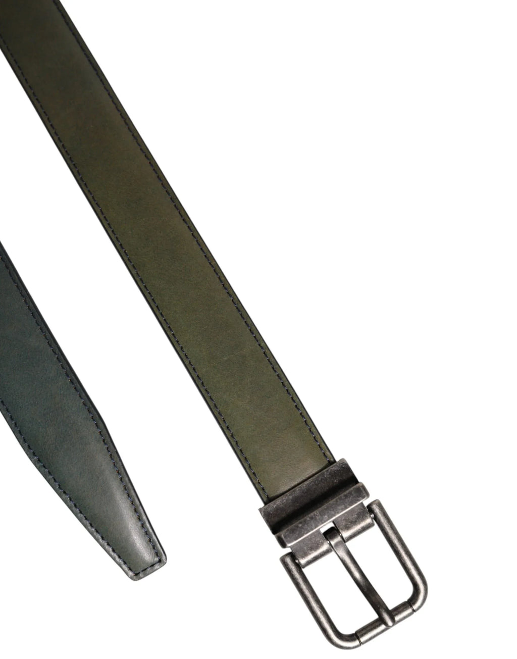 Dolce & Gabbana Green Classic Leather Metal Buckle Belt - Zeiniez