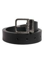Dolce & Gabbana Black Classic Leather Metal Buckle Belt - Zeiniez