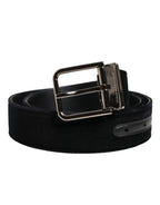 Dolce & Gabbana Black Cotton Silver Metal Buckle Belt - Zeiniez