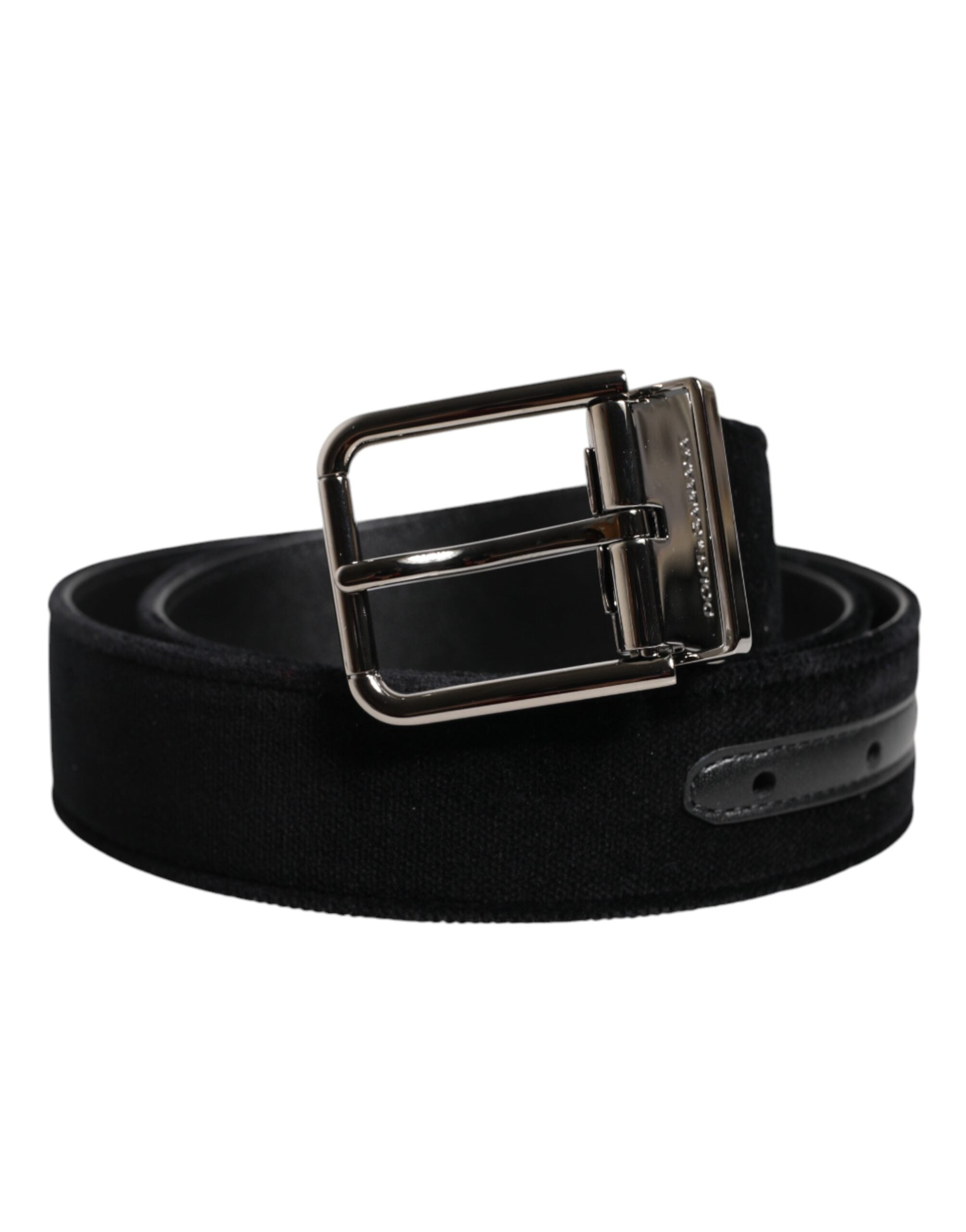 Dolce & Gabbana Black Cotton Silver Metal Buckle Belt - Zeiniez