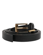 Dolce & Gabbana Black Double Strap Leather Gold Buckle Belt - Zeiniez