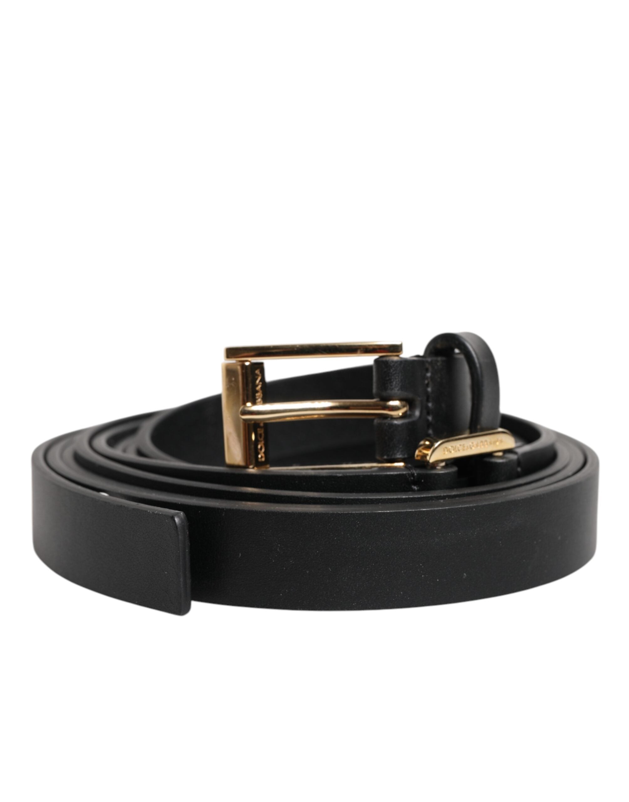Dolce & Gabbana Black Double Strap Leather Gold Buckle Belt - Zeiniez