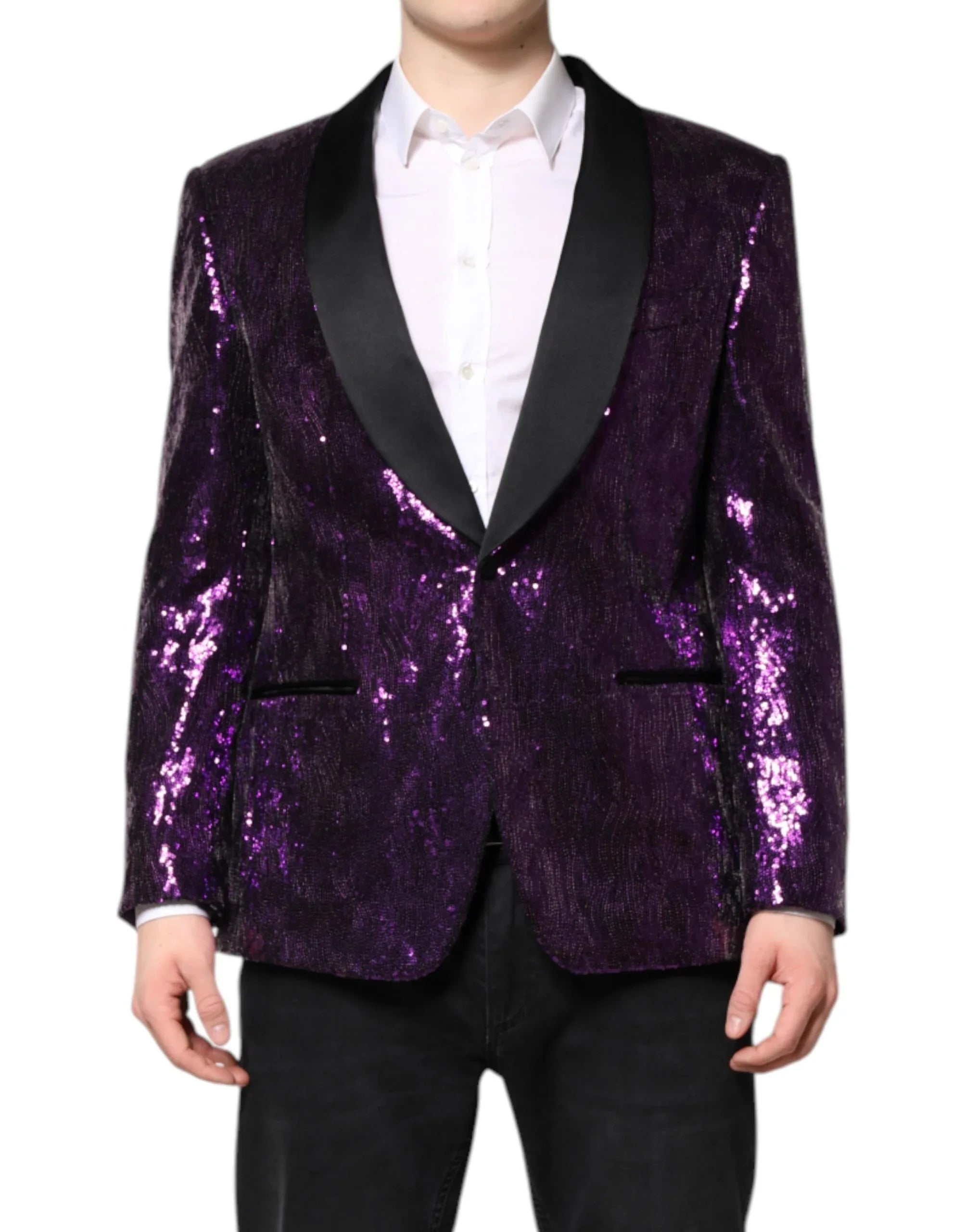 Dolce & Gabbana Purple SICILIA Sequin Embellish Coat Jacket - Zeiniez
