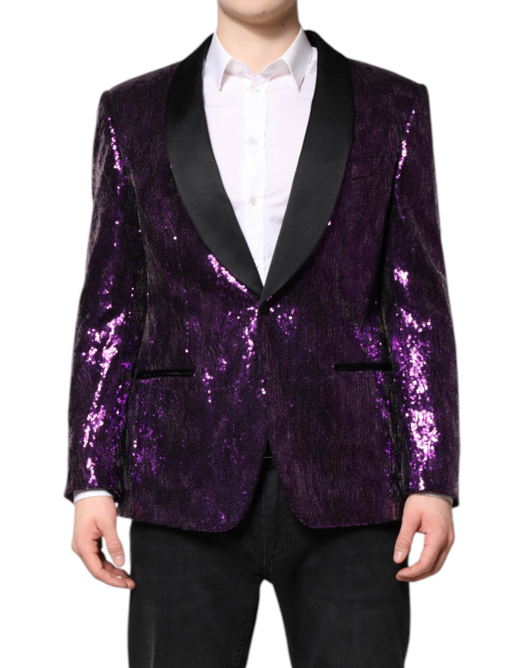 Dolce & Gabbana Purple SICILIA Sequin Embellish Coat Jacket