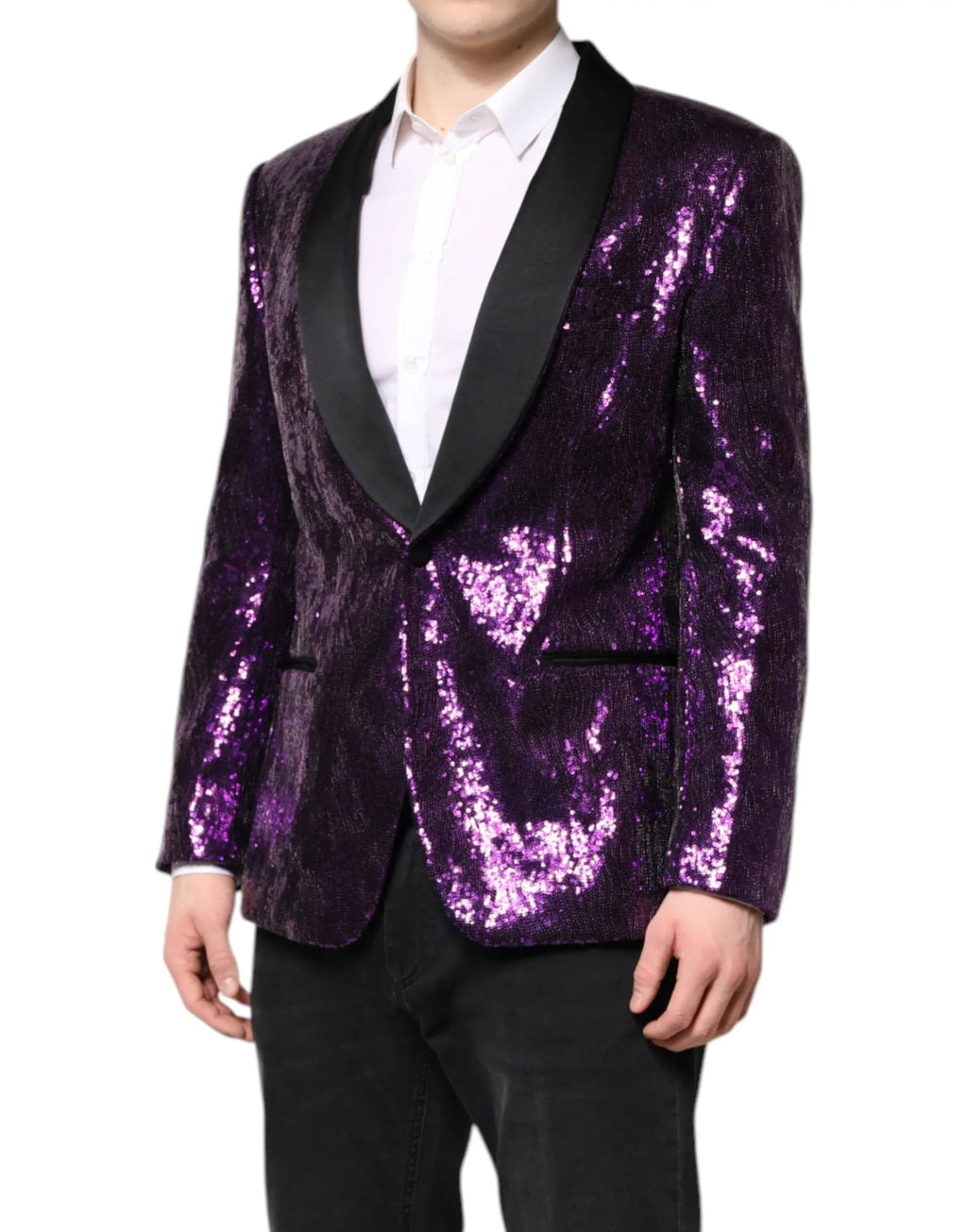 Dolce & Gabbana Purple SICILIA Sequin Embellish Coat Jacket - Zeiniez