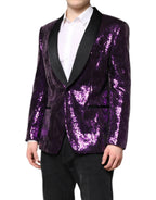 Dolce & Gabbana Purple SICILIA Sequin Embellish Coat Jacket - Zeiniez