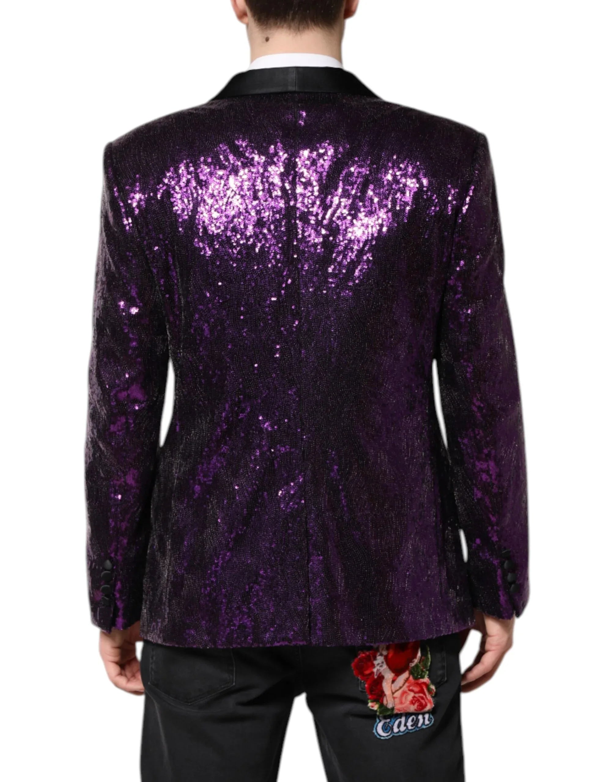 Dolce & Gabbana Purple SICILIA Sequin Embellish Coat Jacket - Zeiniez
