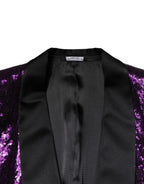 Dolce & Gabbana Purple SICILIA Sequin Embellish Coat Jacket - Zeiniez