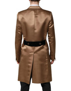 Dolce & Gabbana Brown Silk Single Breasted Trench Coat Jacket - Zeiniez