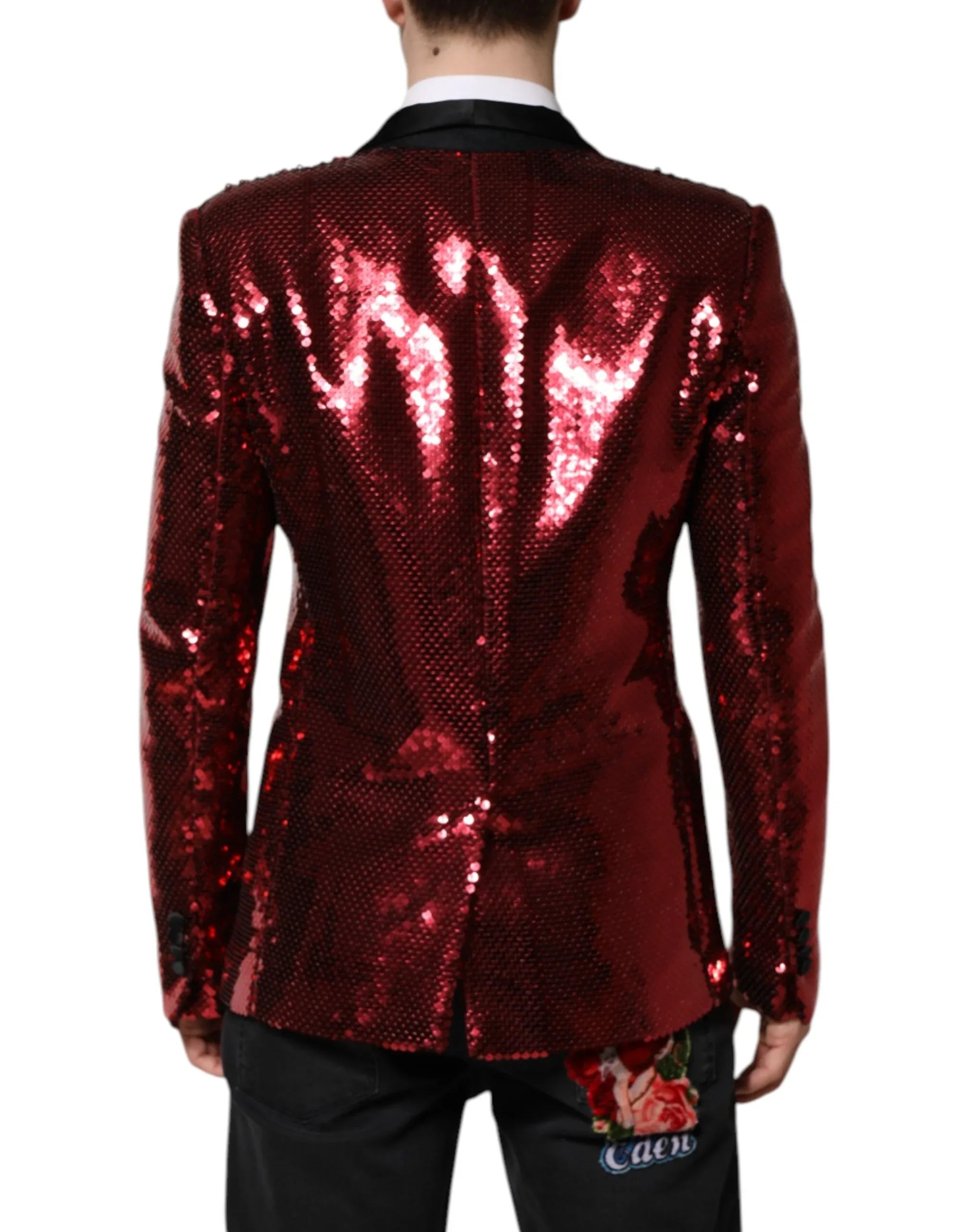 Dolce & Gabbana Red SICILIA Sequin Embellish Blazer Jacket - Zeiniez