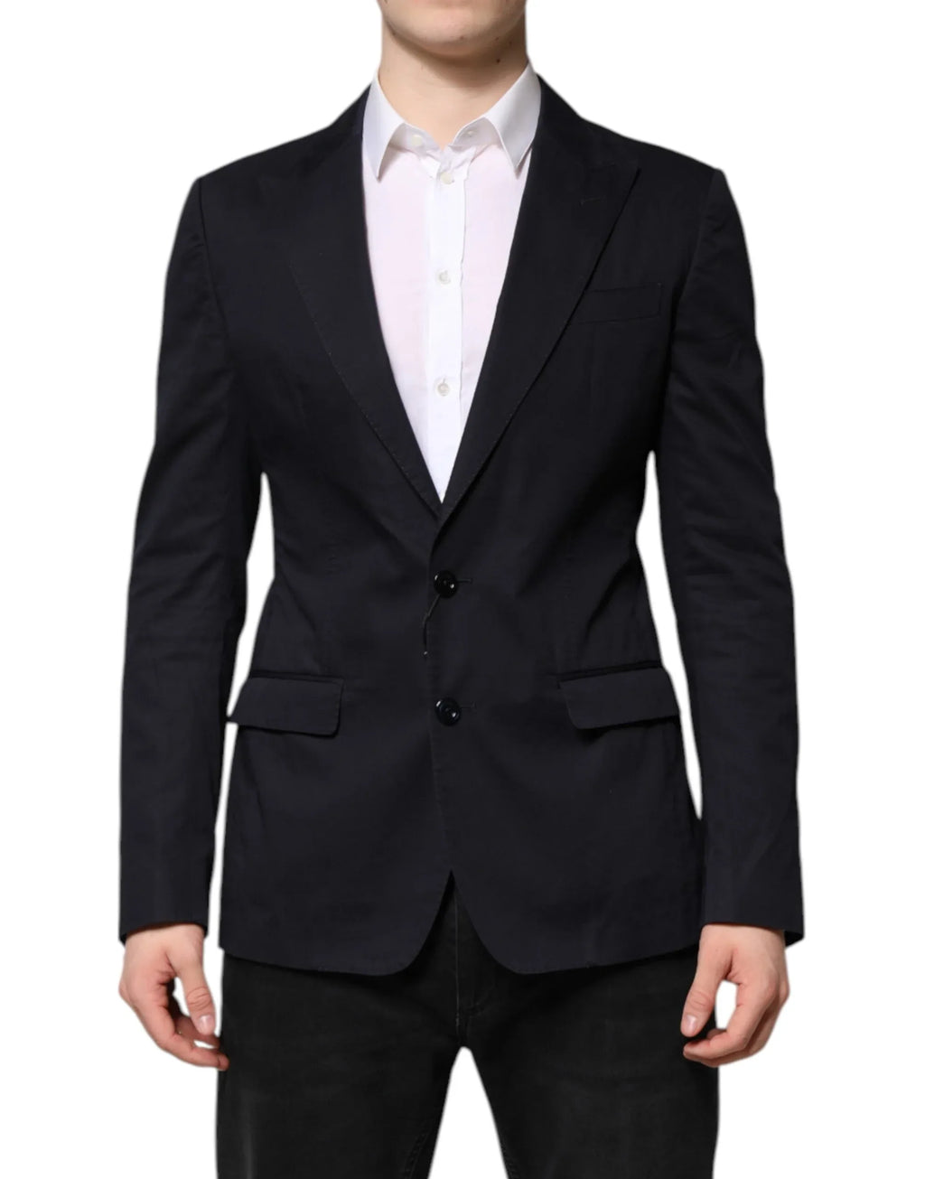 Dolce & Gabbana Dark Blue TAORMINA Cotton Blazer Suit Jacket - Zeiniez