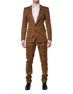 Dolce & Gabbana Brown Floral Jacquard SICILIA 2 Piece Suit - Zeiniez
