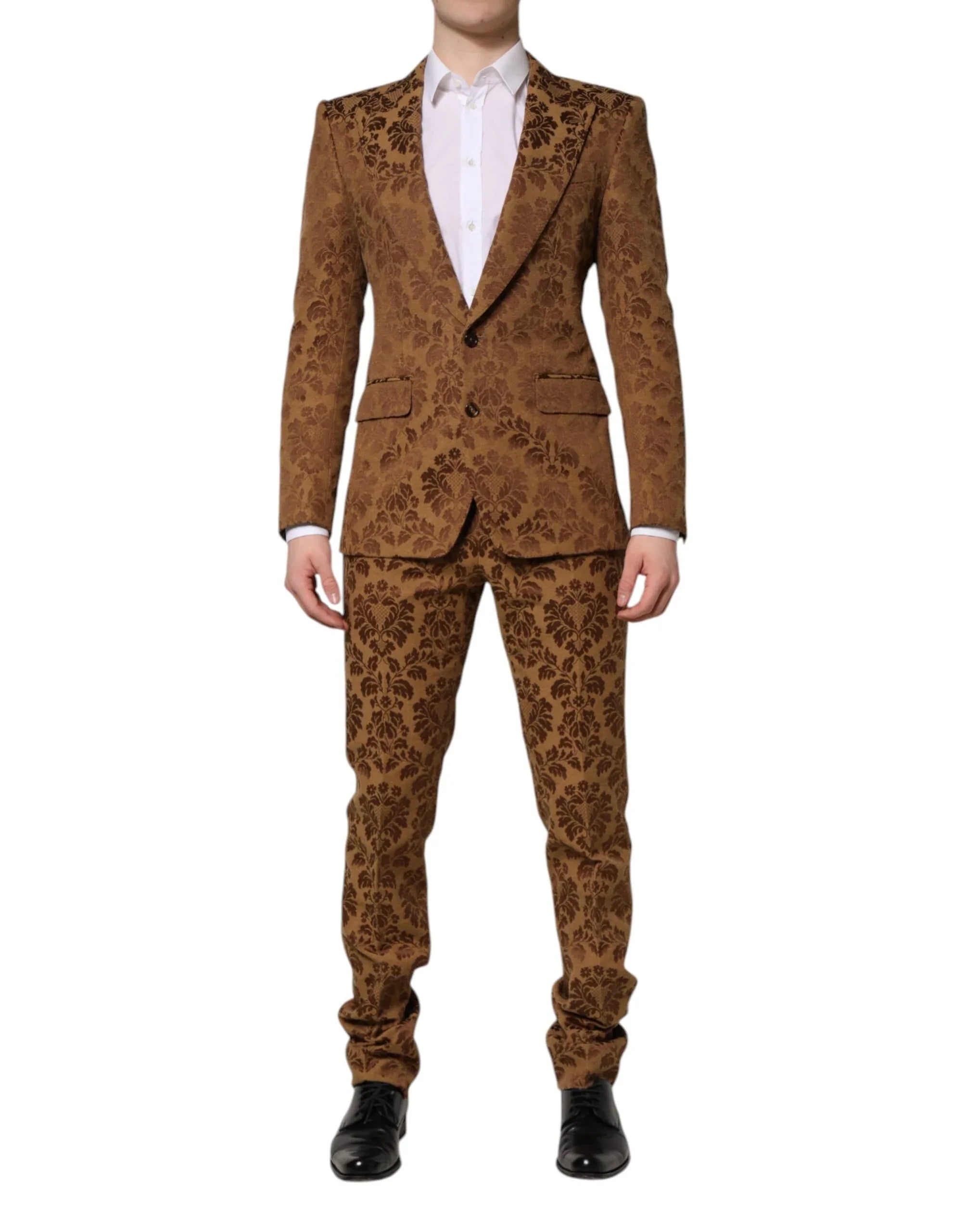 Dolce & Gabbana Brown Floral Jacquard SICILIA 2 Piece Suit - Zeiniez