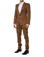 Dolce & Gabbana Brown Floral Jacquard SICILIA 2 Piece Suit - Zeiniez