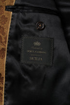 Dolce & Gabbana Brown Floral Jacquard SICILIA 2 Piece Suit - Zeiniez