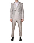 Dolce & Gabbana Light Gray Jacquard Silk Dotted 2 Piece Suit - Zeiniez