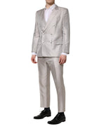 Dolce & Gabbana Light Gray Jacquard Silk Dotted 2 Piece Suit - Zeiniez