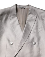 Dolce & Gabbana Light Gray Jacquard Silk Dotted 2 Piece Suit - Zeiniez