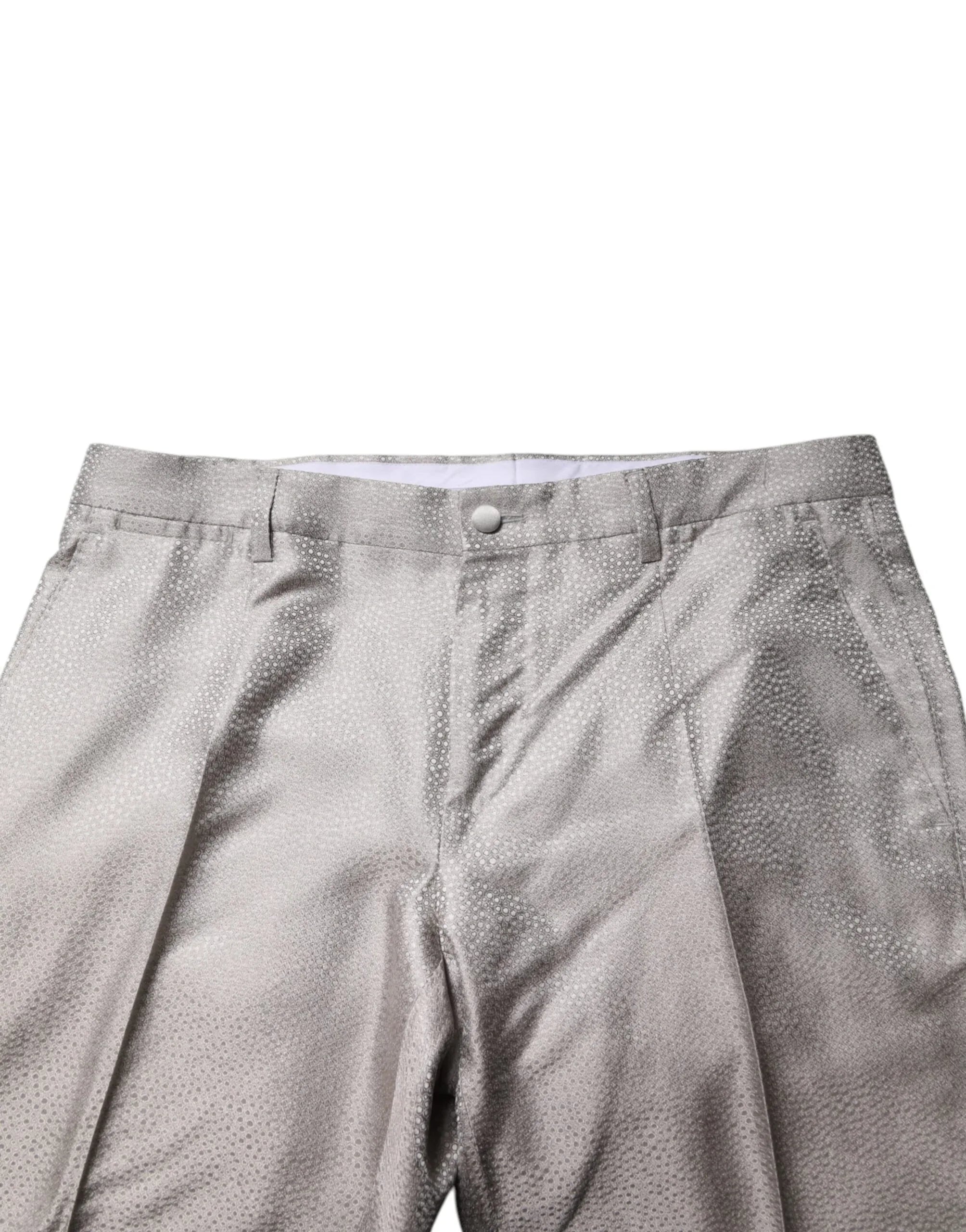 Dolce & Gabbana Light Gray Jacquard Silk Dotted 2 Piece Suit - Zeiniez