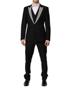 Dolce & Gabbana Black MARTINI Crystal Embellished 3 Pc Suit - Zeiniez