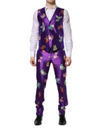 Dolce & Gabbana Purple Silk Animal Print 3 Piece Suit - Zeiniez