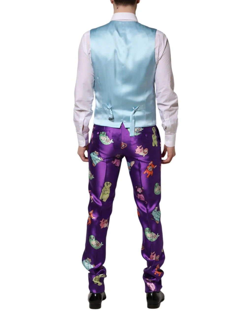 Dolce & Gabbana Purple Silk Animal Print 3 Piece Suit - Zeiniez