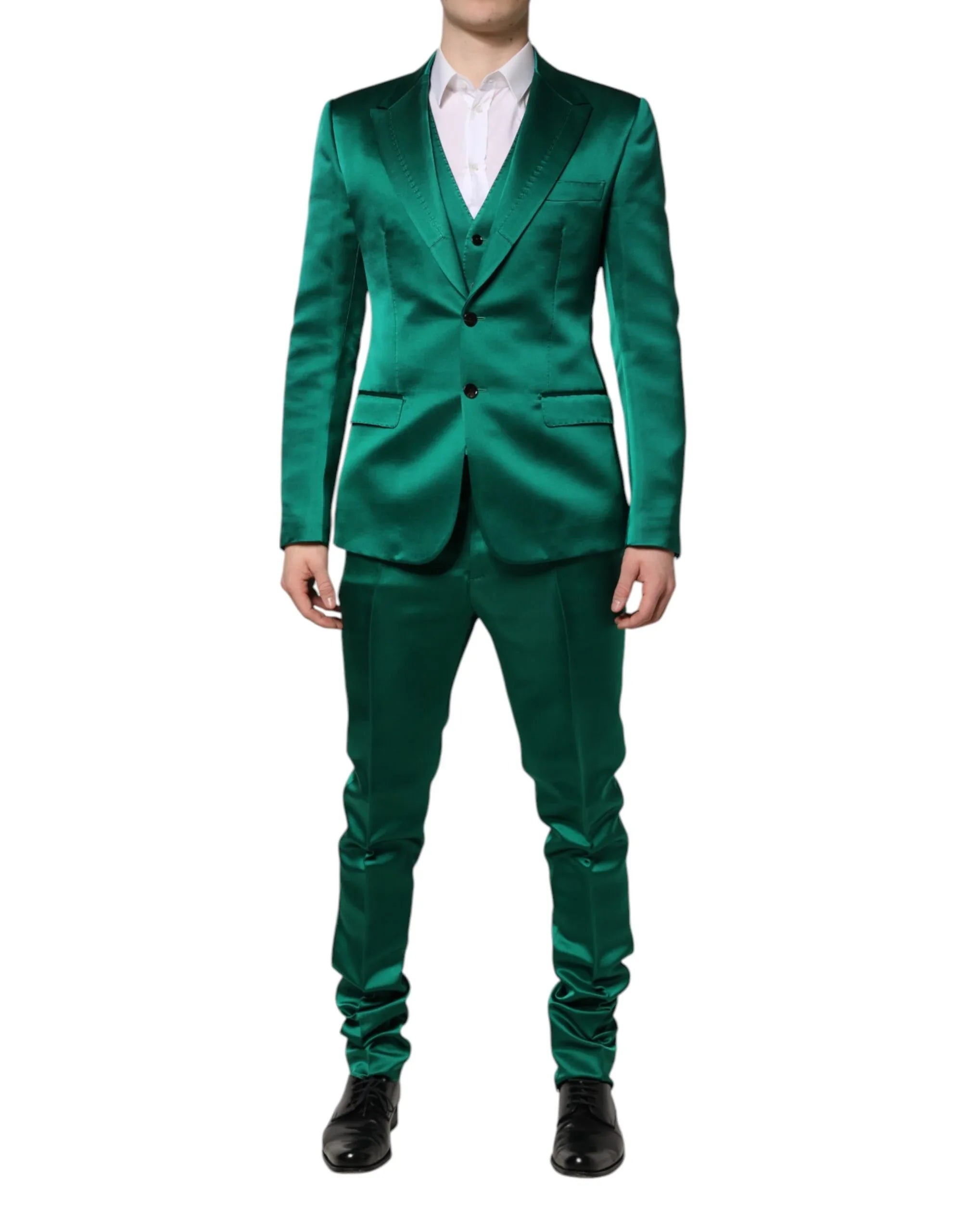 Dolce & Gabbana Green Silk 3 Piece Single Breasted Suit - Zeiniez