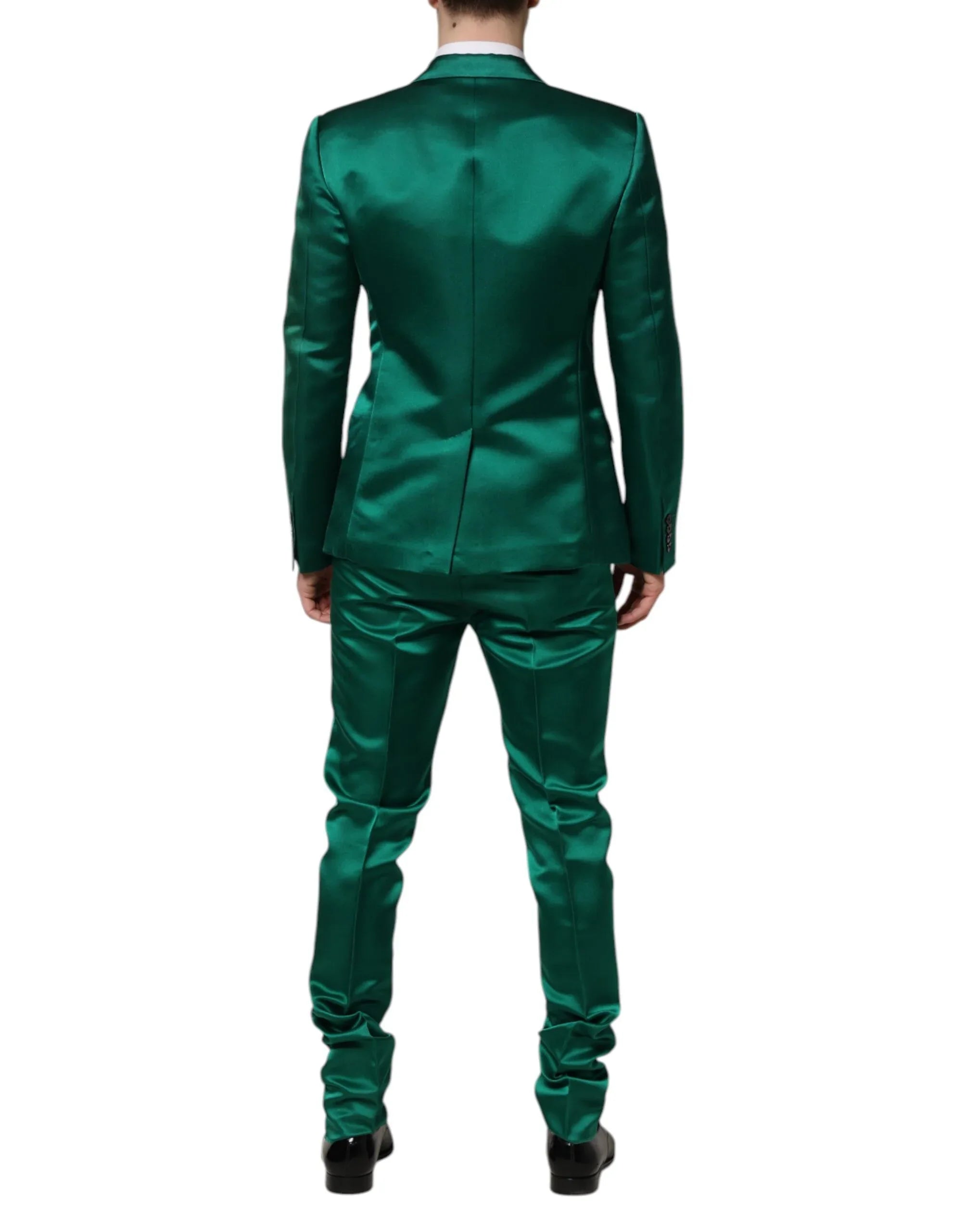 Dolce & Gabbana Green Silk 3 Piece Single Breasted Suit - Zeiniez