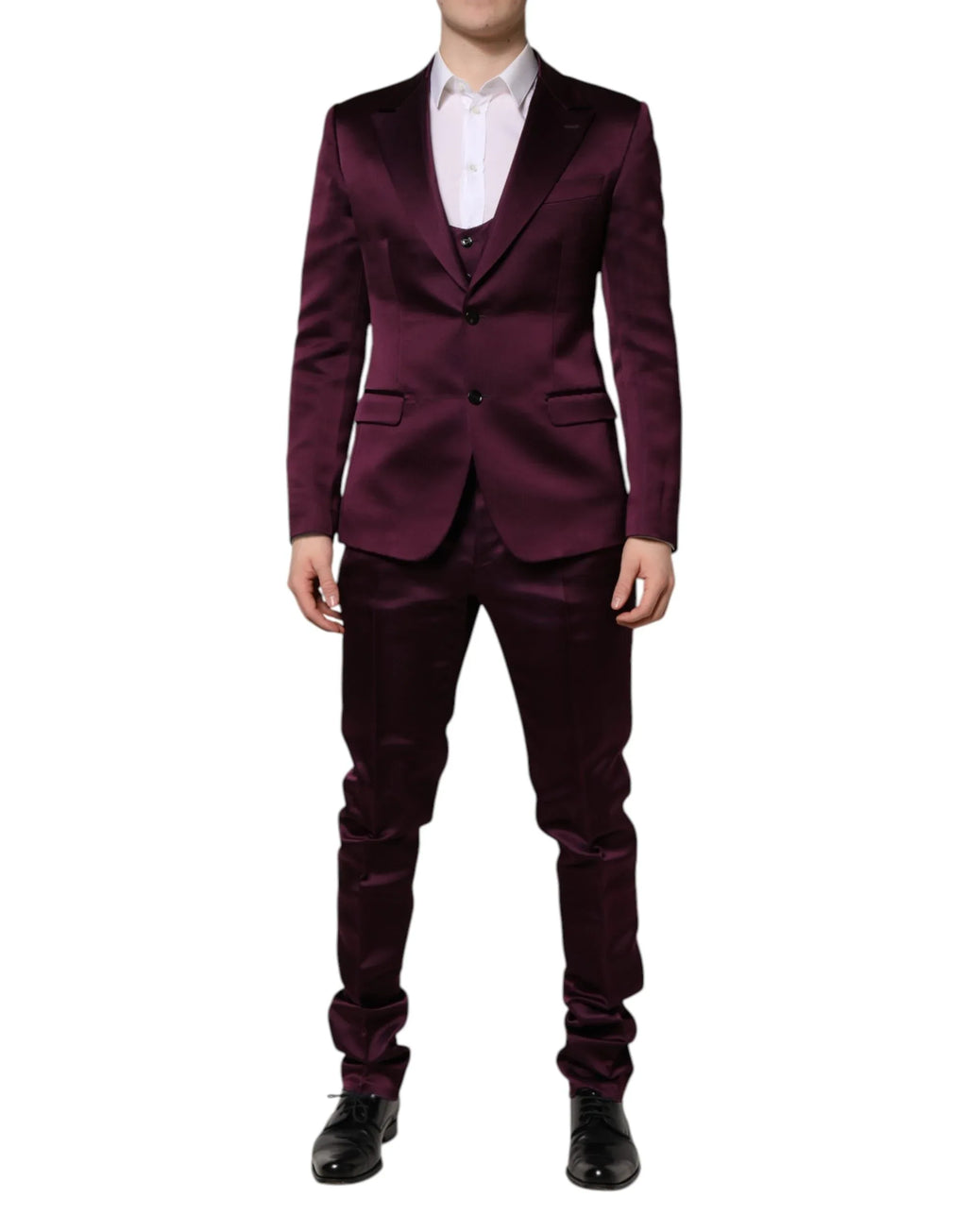 Dolce & Gabbana Dark Purple Silk 3Piece Single Breasted Suit - Zeiniez