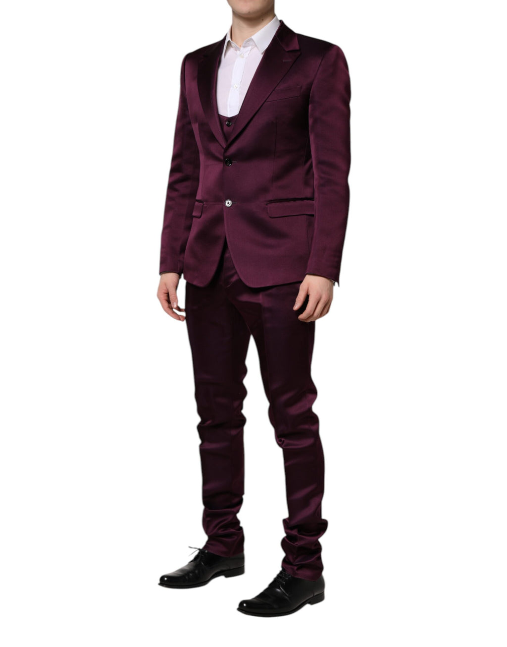 Dolce & Gabbana Dark Purple Silk 3Piece Single Breasted Suit