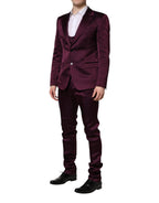 Dolce & Gabbana Dark Purple Silk 3Piece Single Breasted Suit