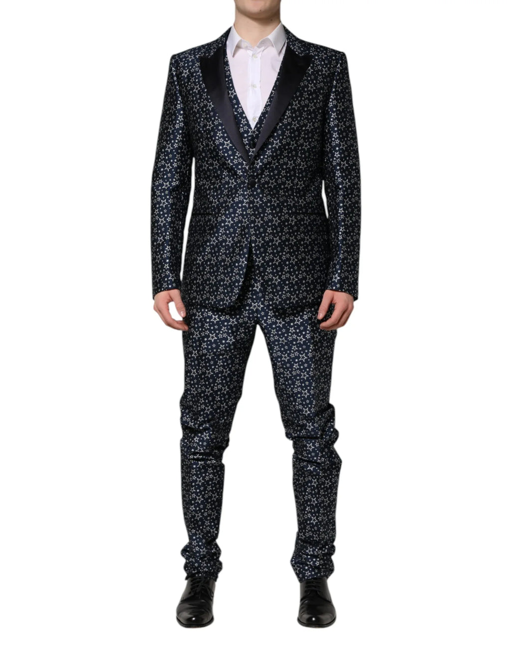 Dolce & Gabbana Blue MARTINI Star Jacquard 3 Piece Suit - Zeiniez