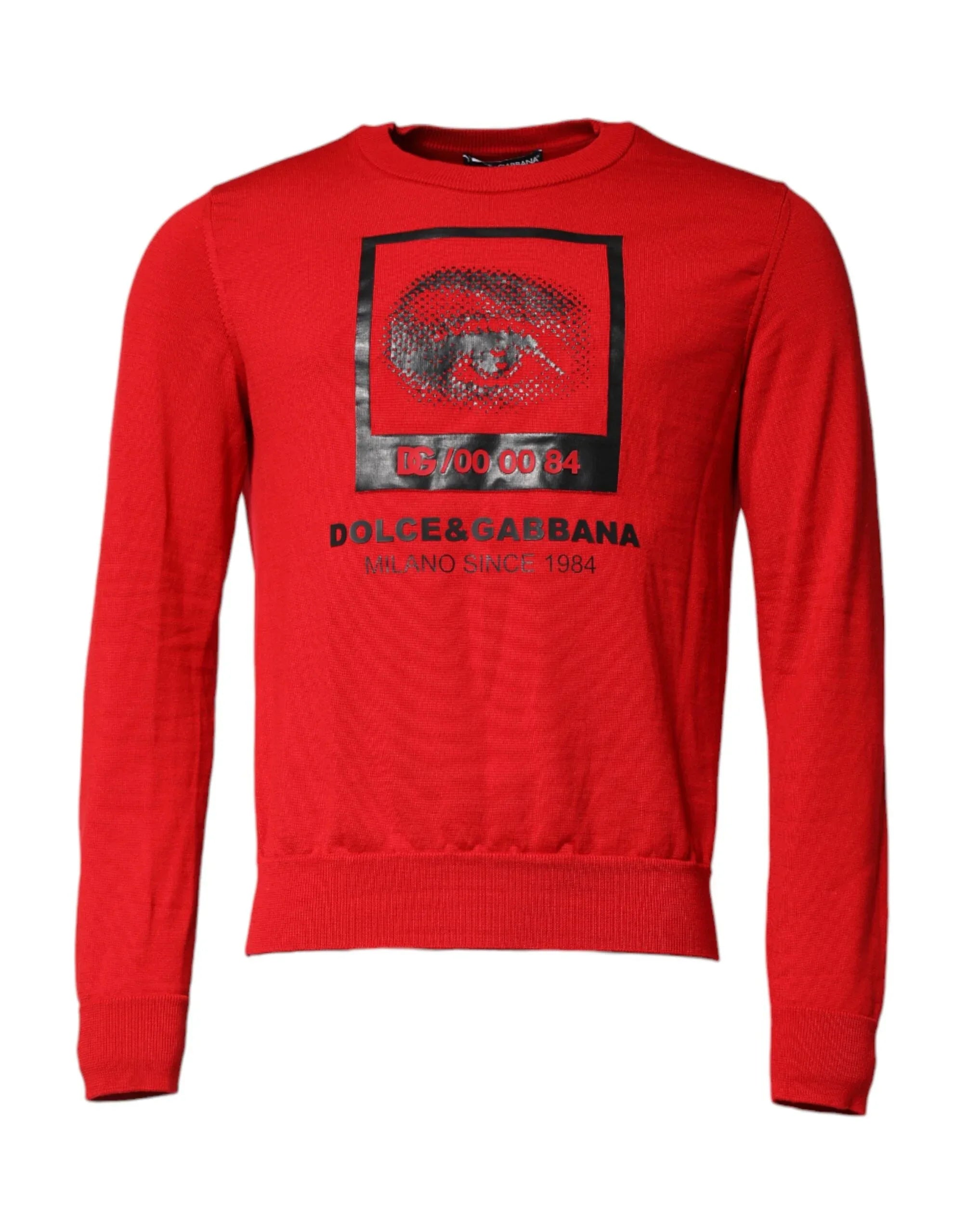 Dolce & Gabbana Red Eye Print Crew Neck Men Pullover Sweater - Zeiniez