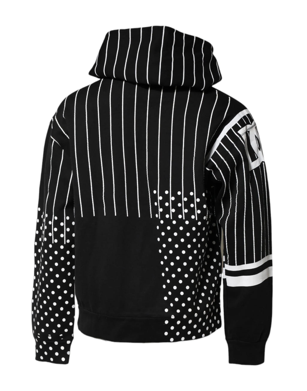 Dolce & Gabbana Black White Stripe Hooded Sweatshirt Sweater - Zeiniez