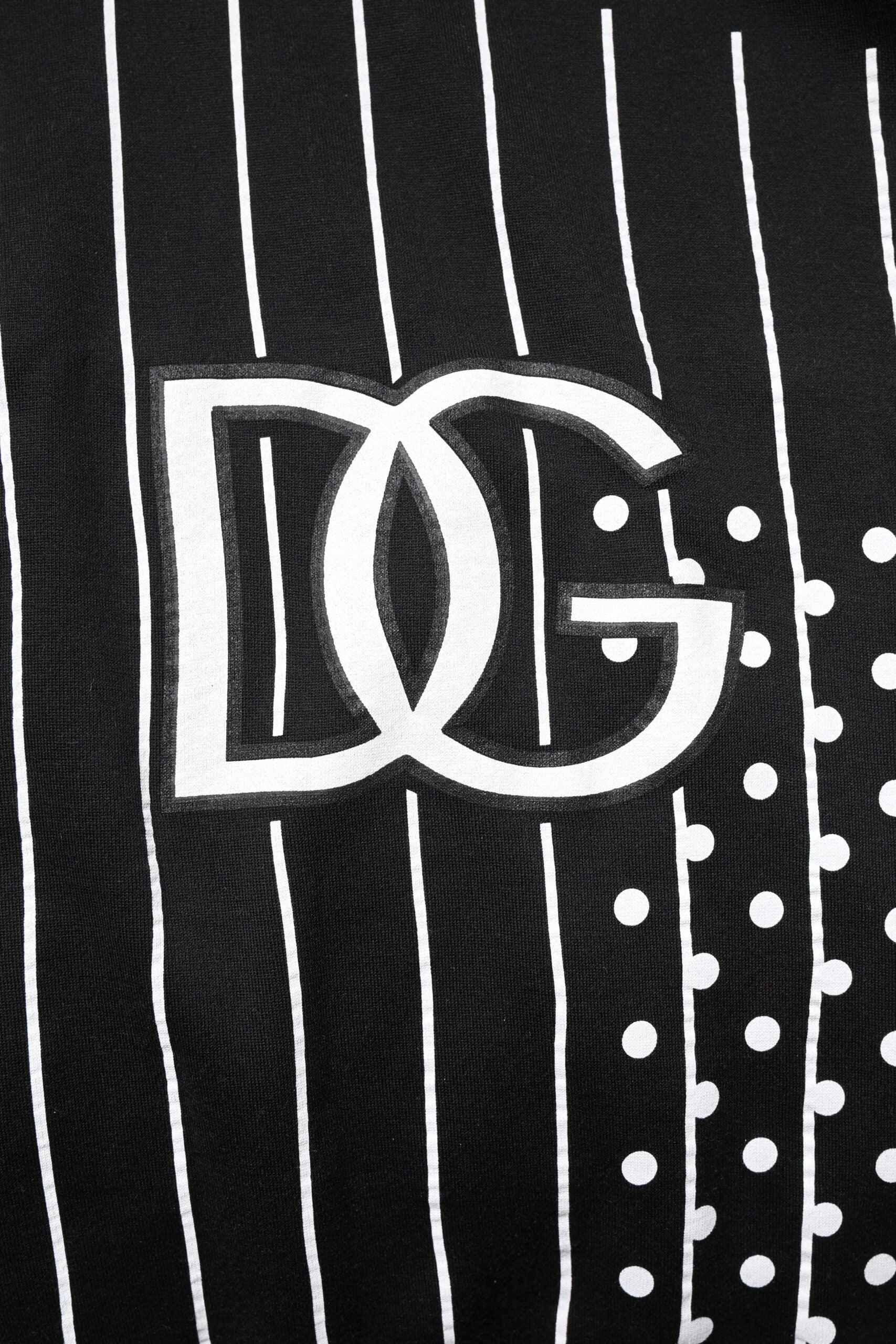 Dolce & Gabbana Black White Stripe Hooded Sweatshirt Sweater - Zeiniez