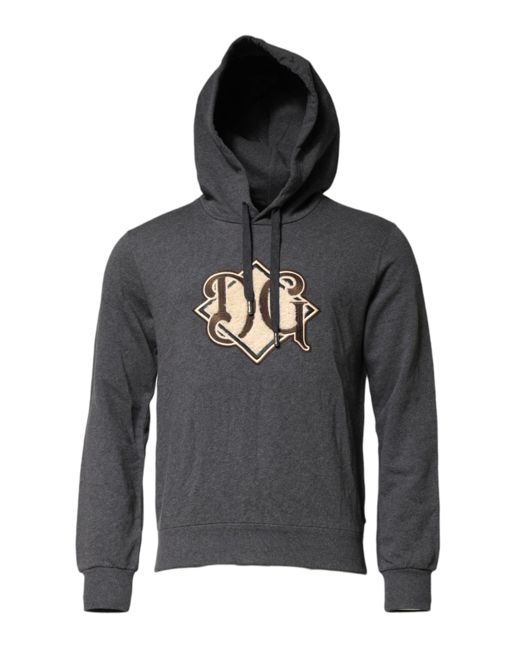 Dolce & Gabbana Gray Logo Patch Hooded Sweatshirt Sweater