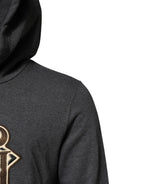 Dolce & Gabbana Gray Logo Patch Hooded Sweatshirt Sweater - Zeiniez
