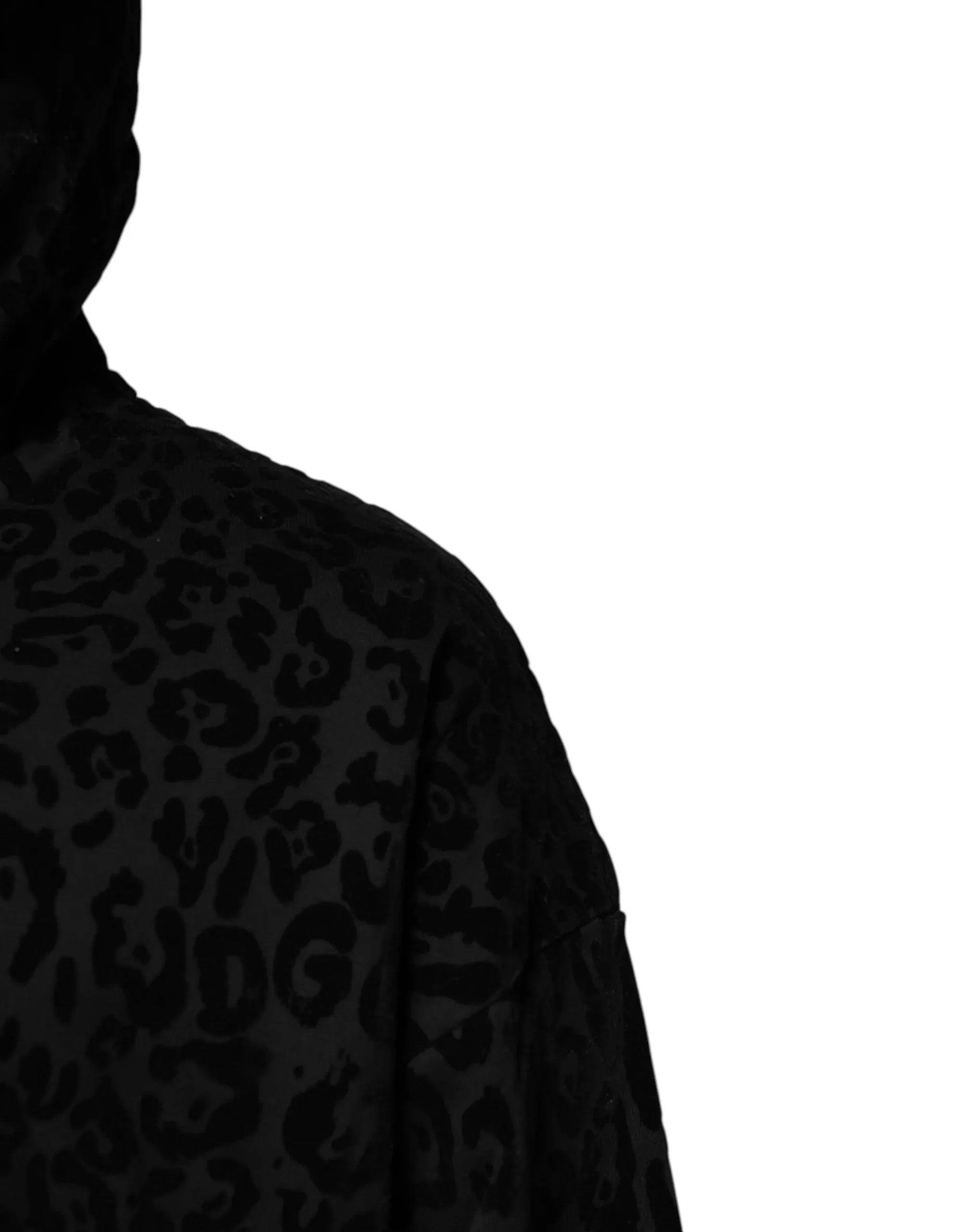 Dolce & Gabbana Black Leopard Full Zip Hooded Sweatshirt Sweater - Zeiniez