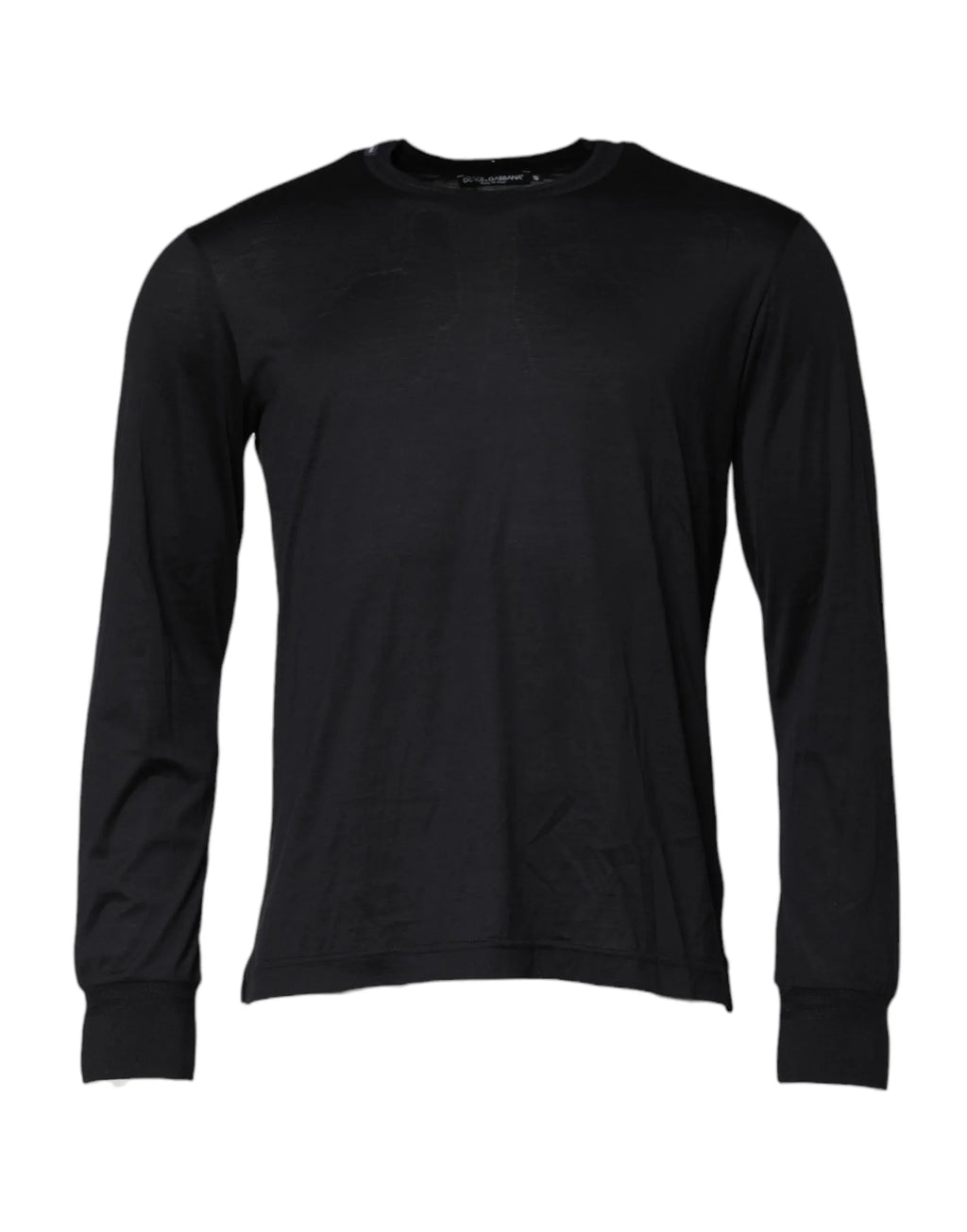 Dolce & Gabbana Dark Blue Silk Crew Neck Men Pullover Sweater - Zeiniez