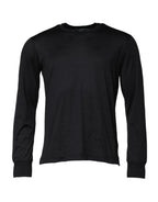Dolce & Gabbana Dark Blue Silk Crew Neck Men Pullover Sweater - Zeiniez