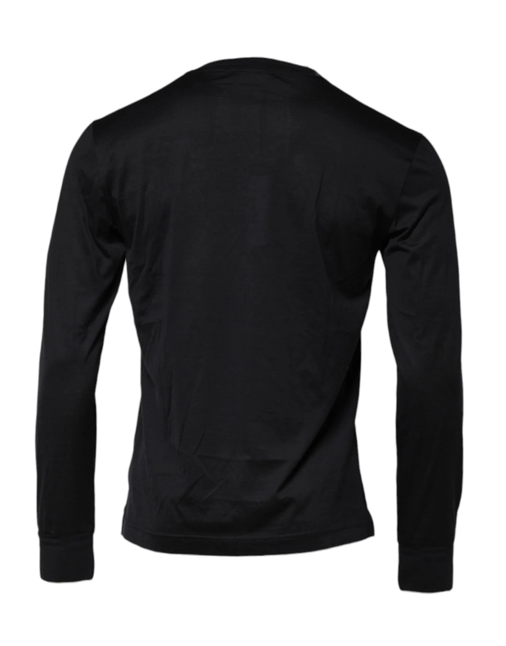 Dolce & Gabbana Dark Blue Silk Crew Neck Men Pullover Sweater - Zeiniez