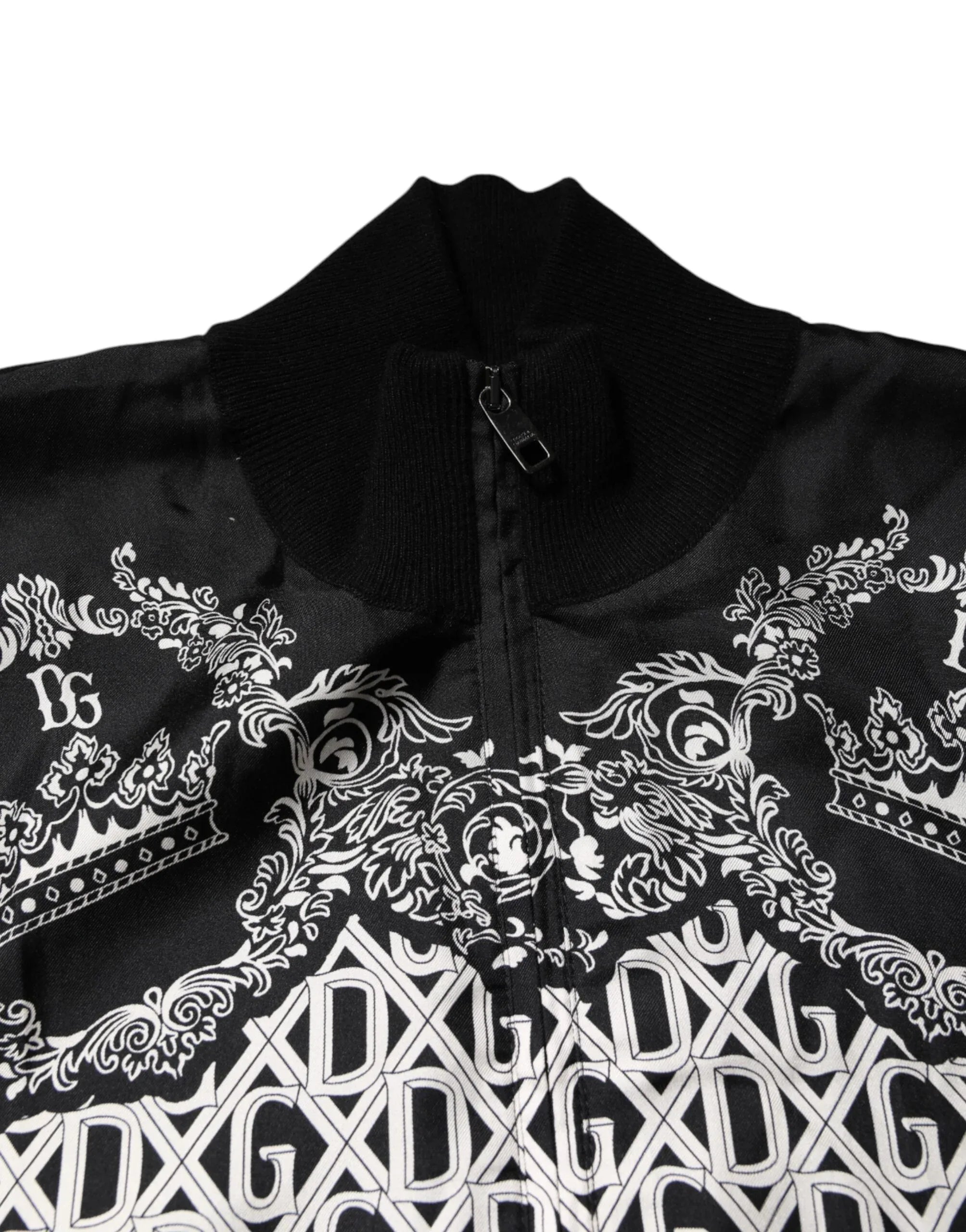 Dolce & Gabbana Black White Bandana Print Full Zip Sweater - Zeiniez