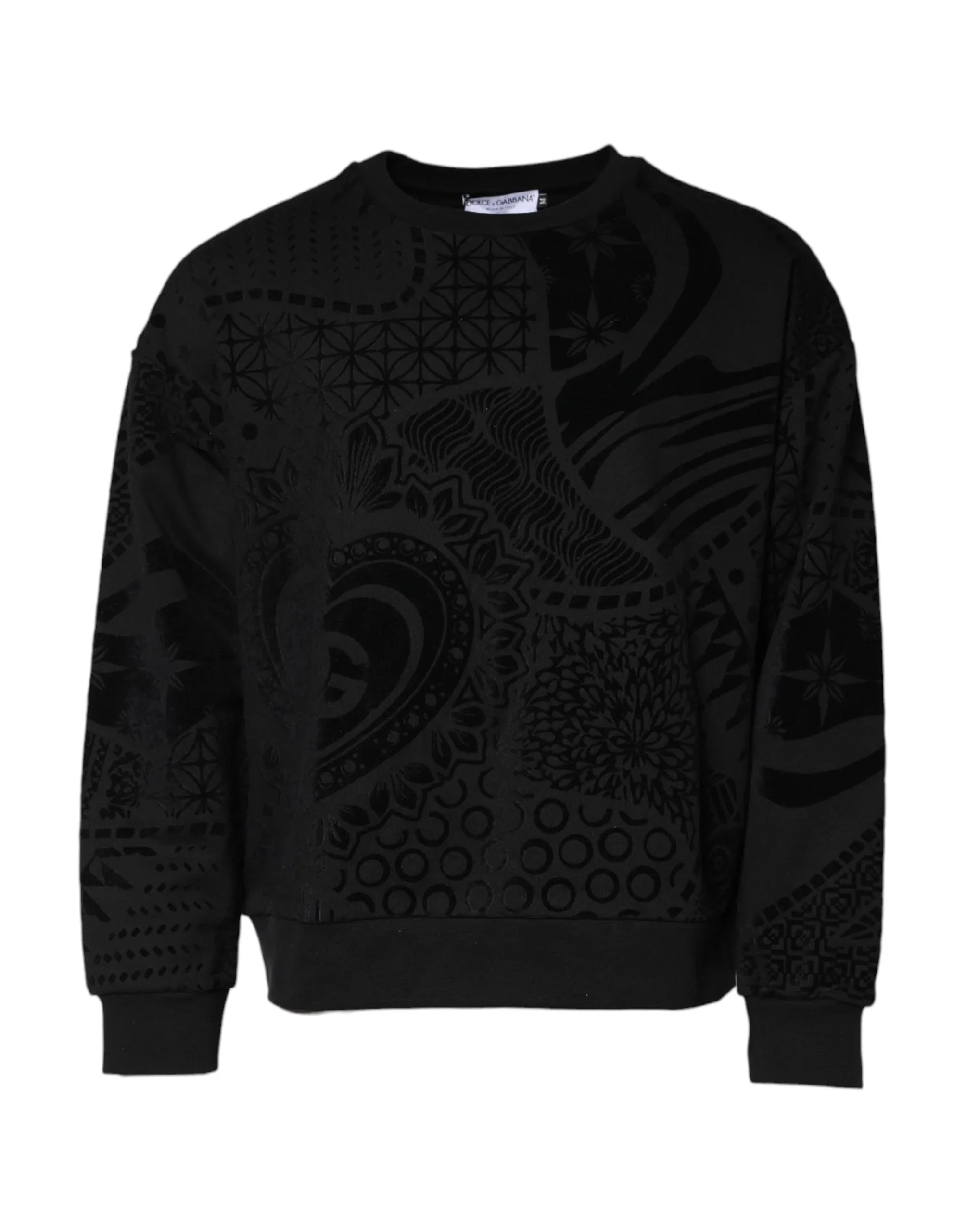 Dolce & Gabbana Black Printed Crew Neck Sweatshirt Sweater - Zeiniez