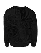 Dolce & Gabbana Black Printed Crew Neck Sweatshirt Sweater - Zeiniez